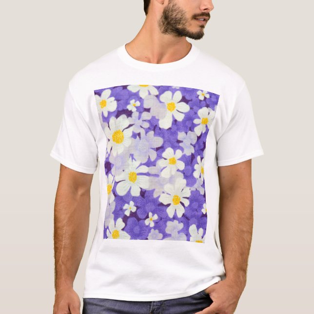 Färg Vintage: Sömlös blomma Mönster T Shirt (Framsida)