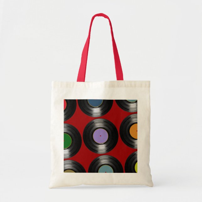 färg vinylregister mönster tygkasse (Framsidan)