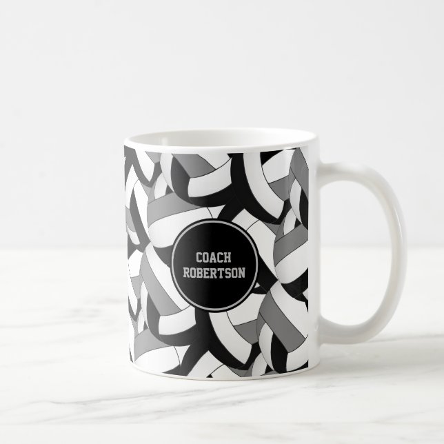 färg volleyball-busspassgåva av svart grått- kaffemugg (Höger)