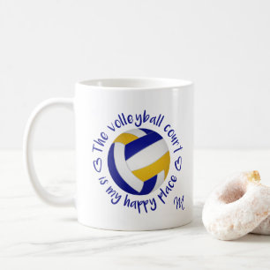 färg volleyball-domstolen lycklig ställe kaffemugg