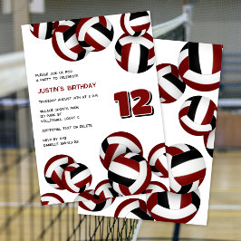 färg volleybollar flickor födelsedag inbjudningar