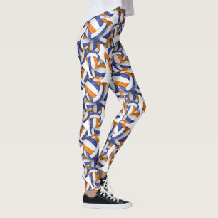 färg volleybollar mönster, blått orange leggings