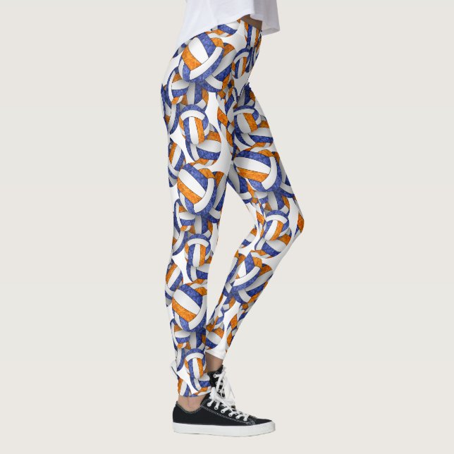 färg volleybollar mönster, blått orange leggings (Höger)