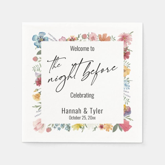 Färg Watercolor Wildblomma Natten före Pappersservett (Framsidan)