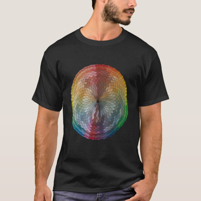 Färg Wheel Hand plockade Digital Rainbow Art T Shirt (Framsida)