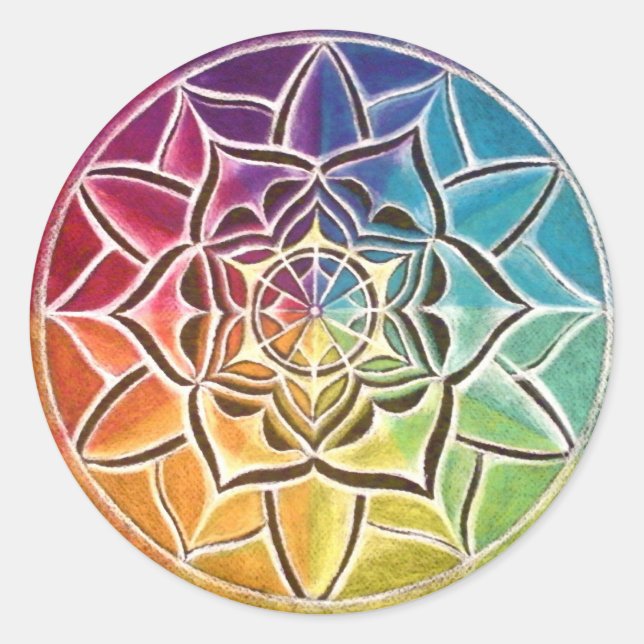 Färg Wheel Mandala Sticker Runt Klistermärke (Framsida)