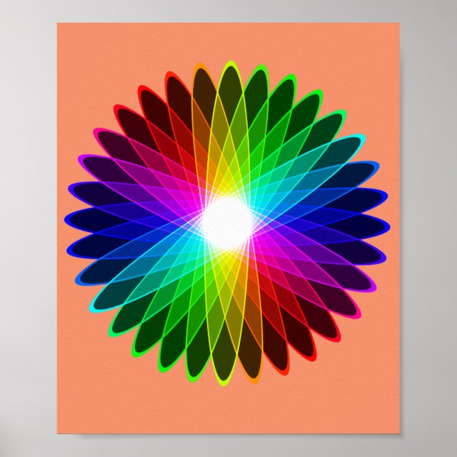 Färg Wheel Round Out Rainbow Hypnotic Halo Poster (Framsidan)