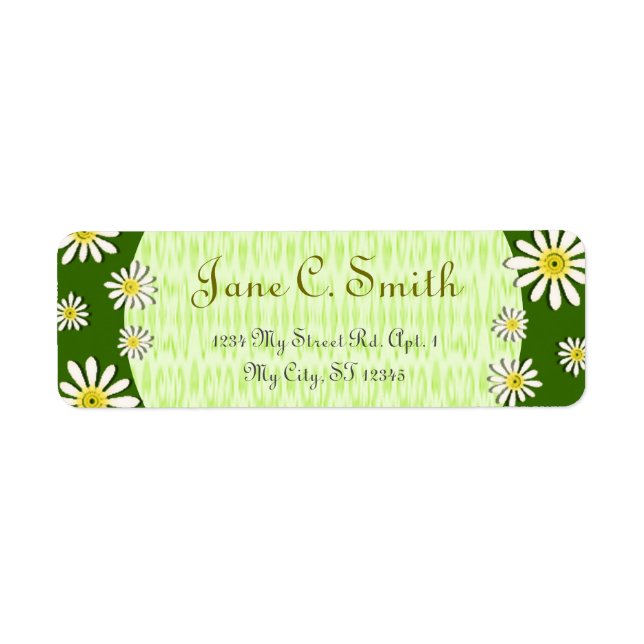Färg/Whimsical Wildblommes Daisy Sprinkles för U-p Returadress Etikett (Framsidan)