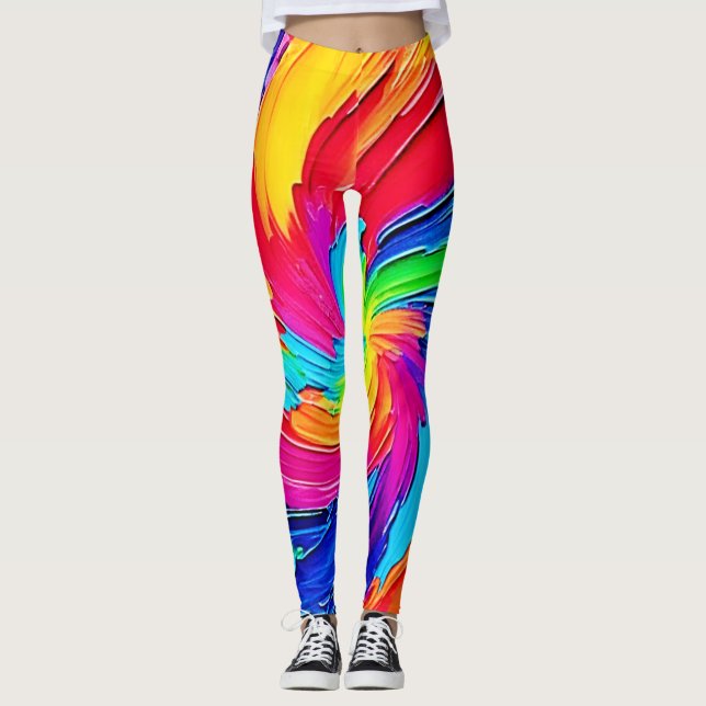 Färg Whirl: Abstrakt Art Leggings (Framsida)
