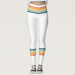 Färg & White Trendig 80's Tube Sock Stil Leggings