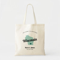Färg Wisconsin Karta Bröllop Välkomstskylt Tote.