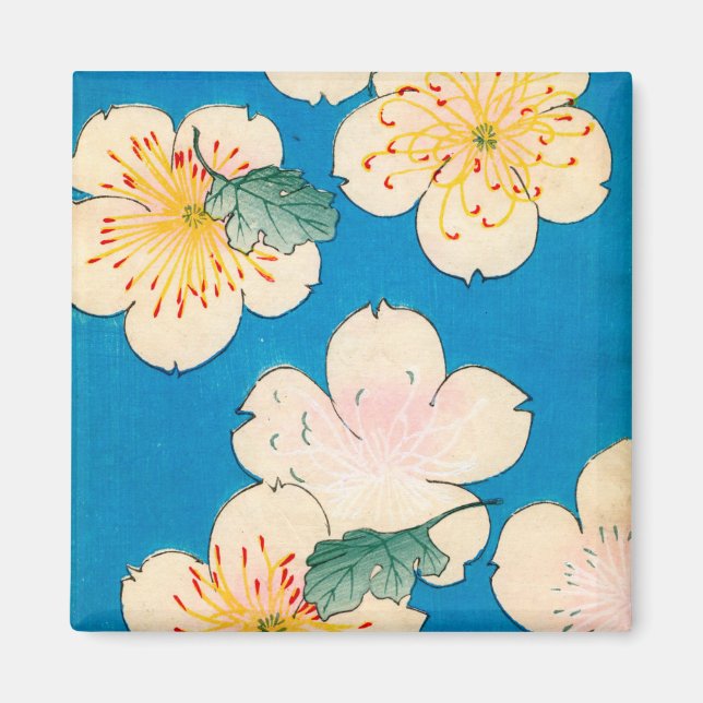 Färg Woodblock Skriv ut Dogwood Blommars Magnet (Framsidan)