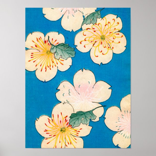 Färg Woodblock Skriv ut Dogwood Blommars Poster (Framsidan)