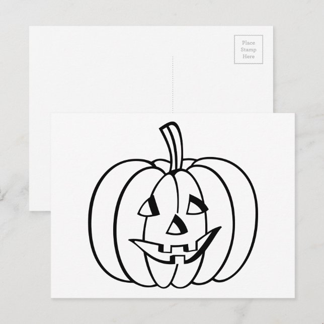 Färg-Your-Own Halloween Jack-O-Lantern Pumpkin Vykort (Fram/baksida)