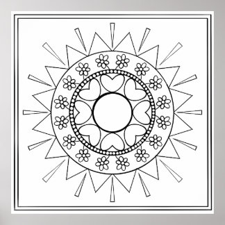 Färg Yourself Mandala Poster