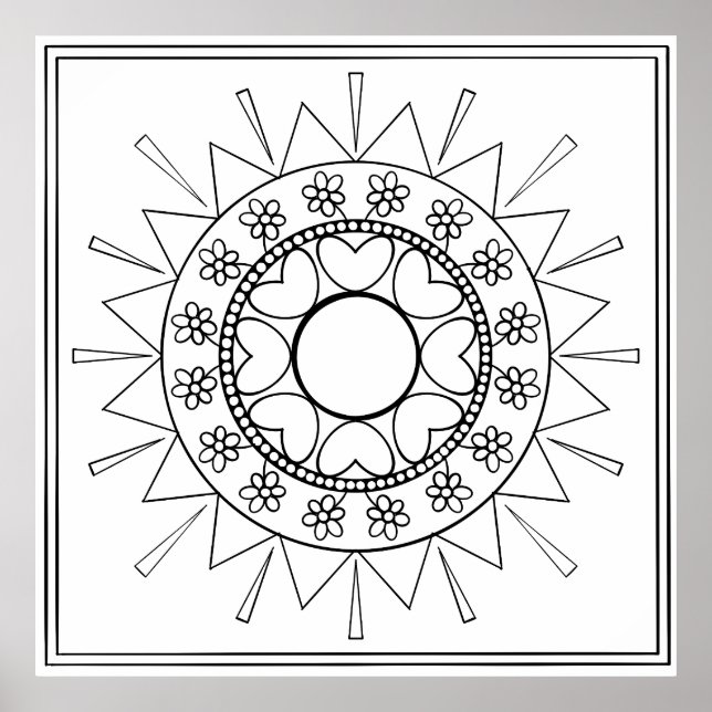 Färg Yourself Mandala Poster (Framsidan)