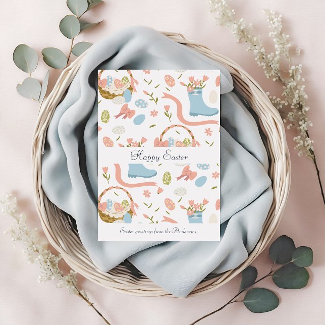 Färga ägg från Glad påsk i Vår Basket Julkort (Skapare uppladdad)