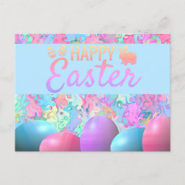 Färga ägg från Glad påsk på marmor bakgrund Vykort