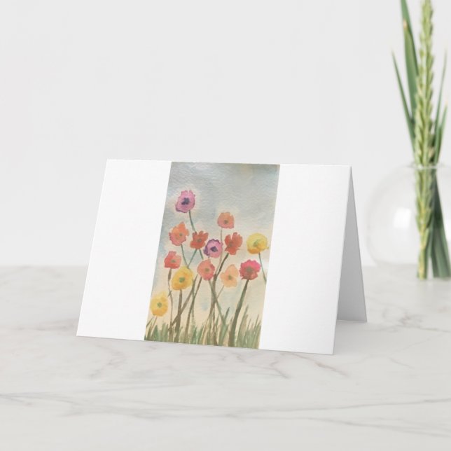 Färga Blommar - hälsningskort 3 Kort (Framsida)