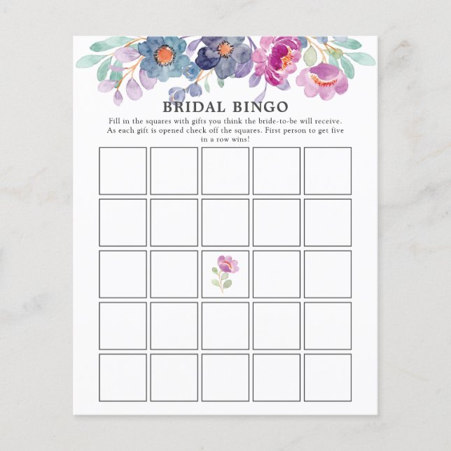 Färga Blommigtar Grey Möhippa Bingo Game (Framsida)