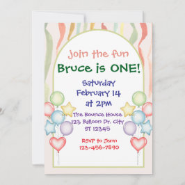 Färga bubblor förvränger minimalistisk födelsedag inbjudningar