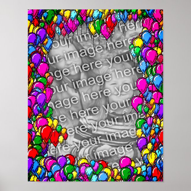 Färga bubblor Ram Lägg till ditt foto Poster (Framsidan)