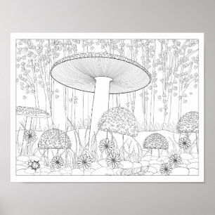 Färga champinjonskogaffischen poster
