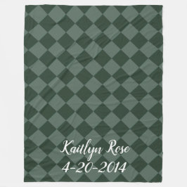 Färga Checkers - Grönt av skog Fleecefilt