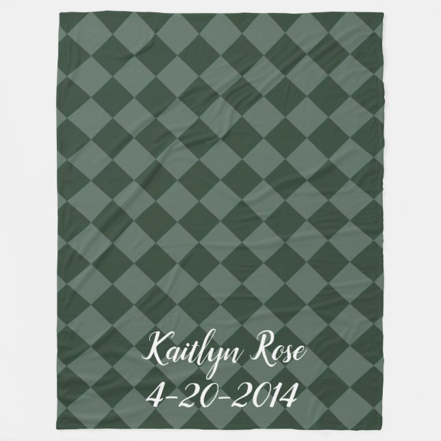 Färga Checkers - Grönt av skog Fleecefilt (Framsidan)