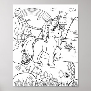 Färga Cute Unicorn Kids Poster