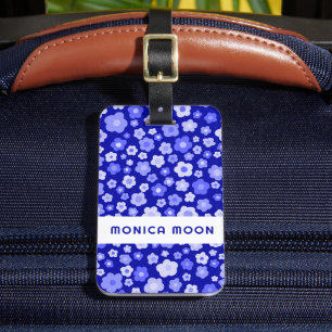Färga Daisy Mönster Cute Bold Blue ANPASSNINGSBAR Bagagebricka