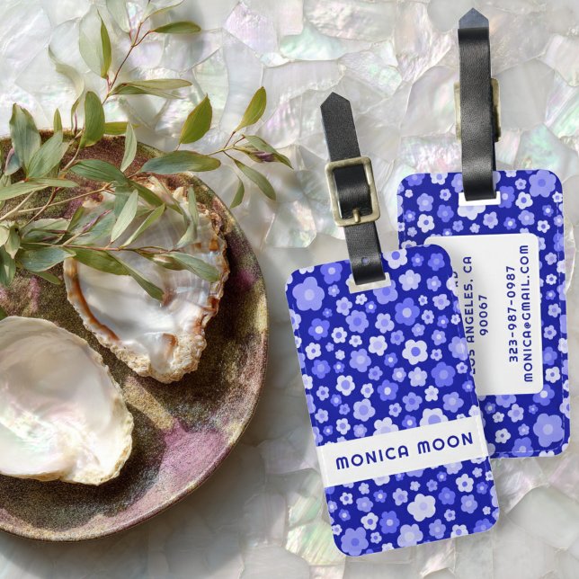 Färga Daisy Mönster Cute Bold Blue ANPASSNINGSBAR Bagagebricka (Colorful Daisies Pattern Cute Bold Blue CUSTOM Luggage Tag
)