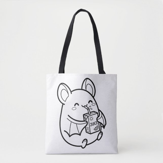 Färga Din Egen Kawaii Fladdermus Juice Box Sommar Tygkasse (Framsida)
