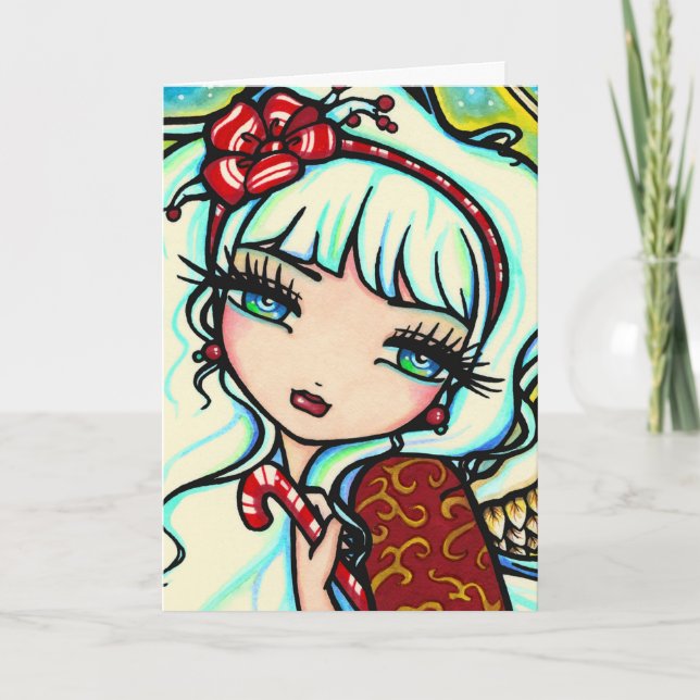 FÄRGA DIN EGNA candy caneängeljulkort Helgkort (Framsida)