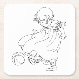 Färga din egna vintagebaby med boll underlägg papper kvadrat