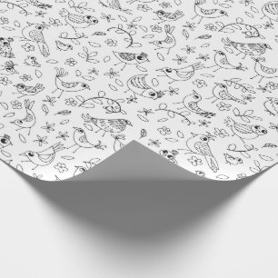 Färga dina egna nyckfulla fåglar och blommor presentpapper