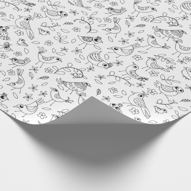 Färga dina egna nyckfulla fåglar och blommor presentpapper (Hörn)