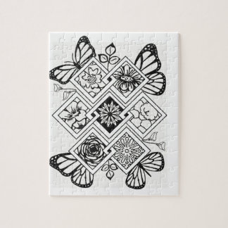 Färga dina egna pusselfjärilsblommor pussel