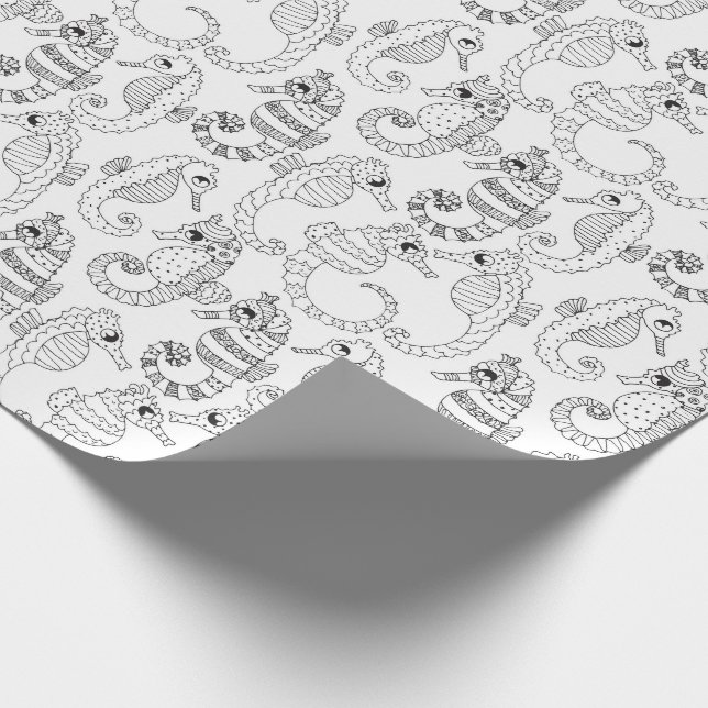 Färga dina egna Seahorses Presentpapper (Hörn)