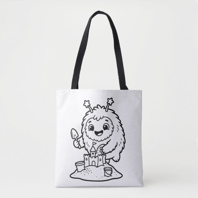 Färga Ditt Eget Kawaii Monster Sandslott Tygkasse (Framsida)