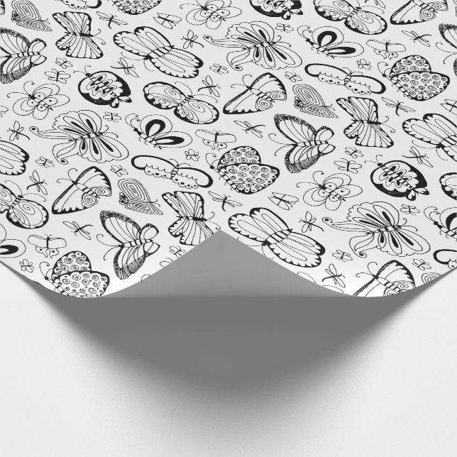 Färga ditt egna fjärilsmönster presentpapper (Hörn)