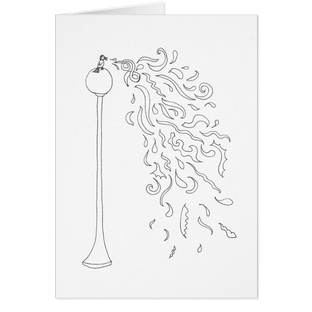 Färga ditt egna kort - sjungande fågel (Framsidan)