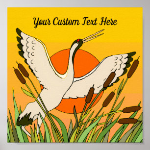 Färga fågelkonst-kattar solnedgång himlar ditt med poster