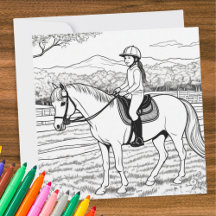 Färga Färg i Bild Girl Horse Riding Pony
