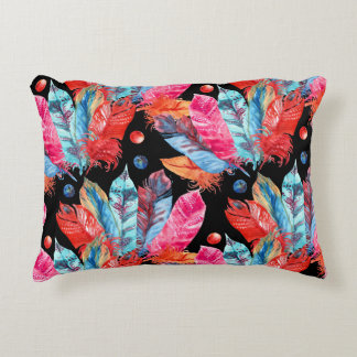 Färga fjädrar, boho, sömlös, vibrerande. prydnadskudde