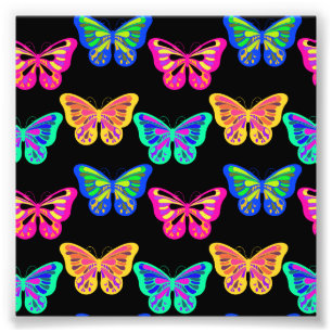 Färga fjärilar Lepidopterous Vaporwave Fototryck