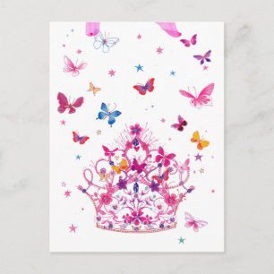 Färga flygande fjädrar med Krona Art Print/G Vykort