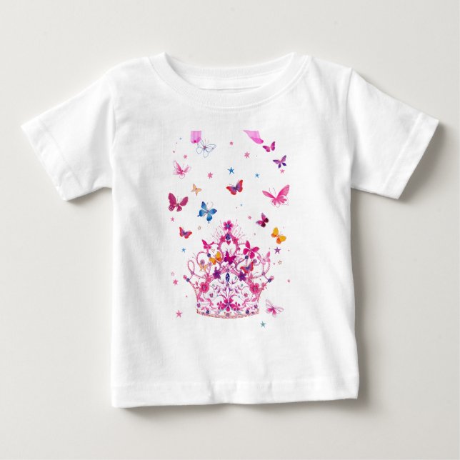 Färga flygande fjädrar med Krona Art-utskrift Tee Shirt (Framsida)