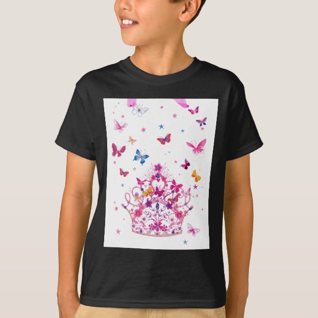 Färga flygande fjädrar med Krona Art-utskrift Tee Shirt (Framsida)