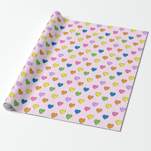 Färga hörn på Papper Ljus rosa radbrytning Presentpapper (Utrullad)